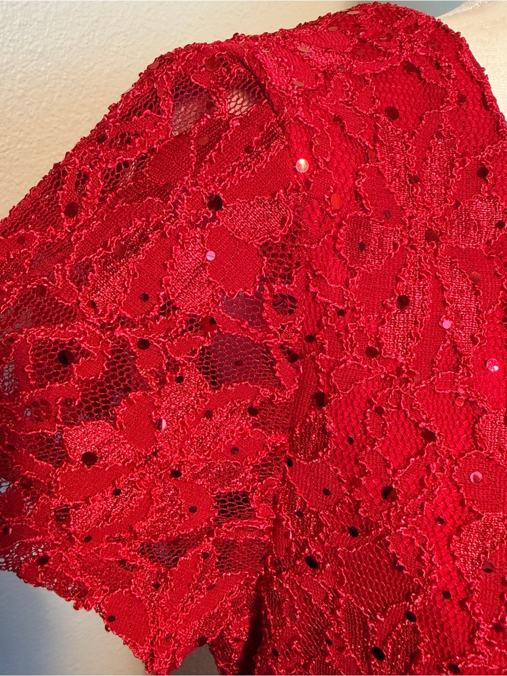 Connected Red Lace Formal Evening Gown Maxi Dress Slit V-Wire Size 10 - Picture 5 of 11